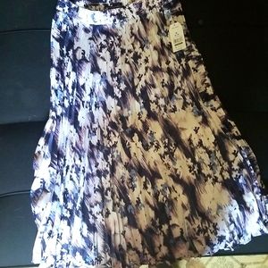 Long Purple & White Pleated Skirt